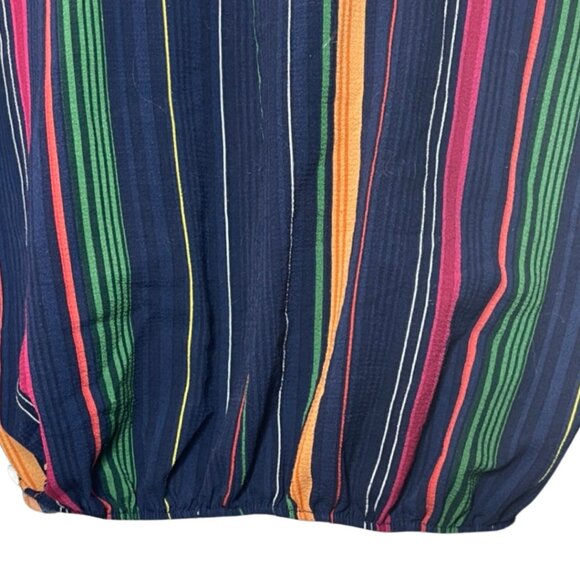 LAVENDER FIELD | Women's Multicolor Striped Long Sleeve Front Knot Top | Size L - Picture 9 of 12